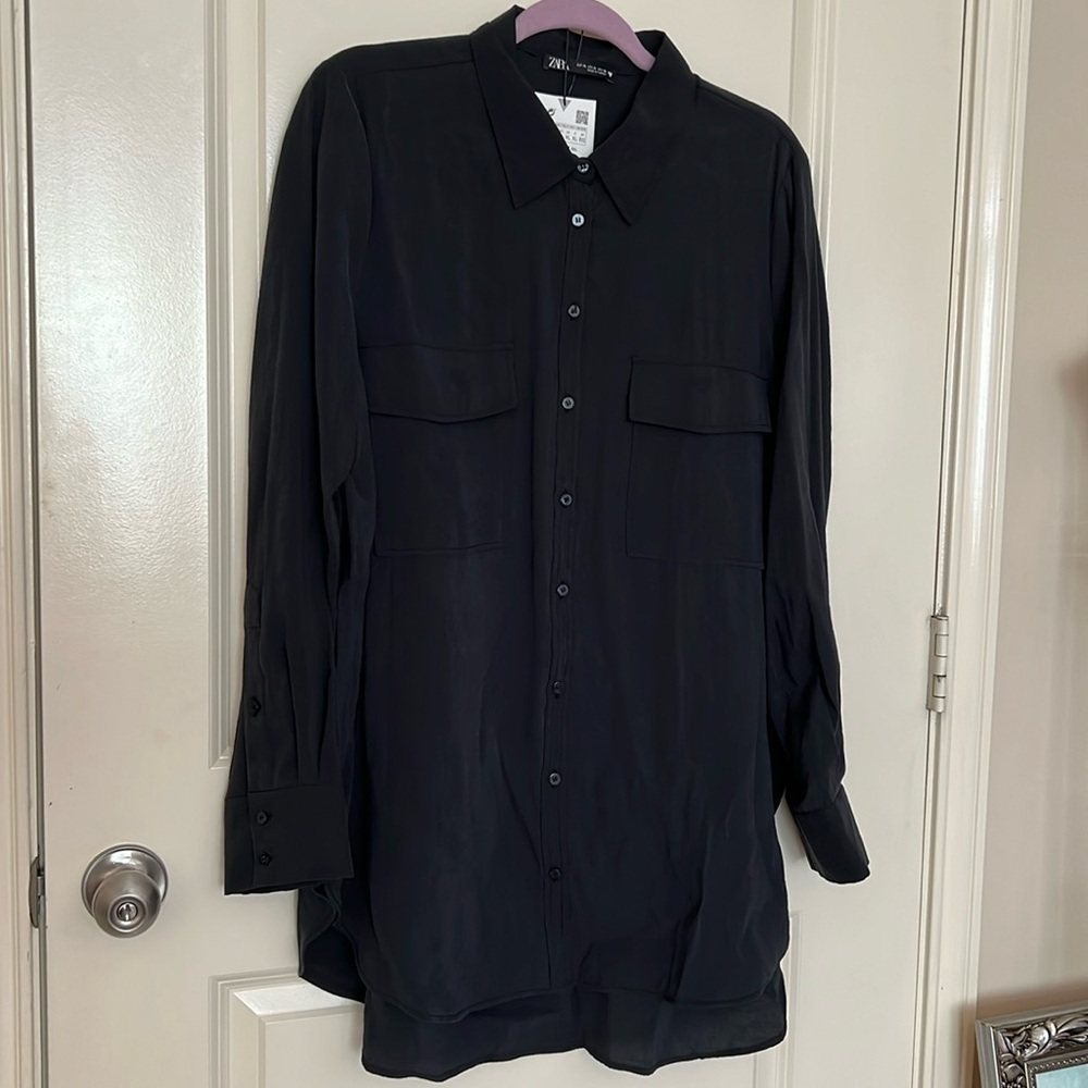 Zara silky long sleeve tunic